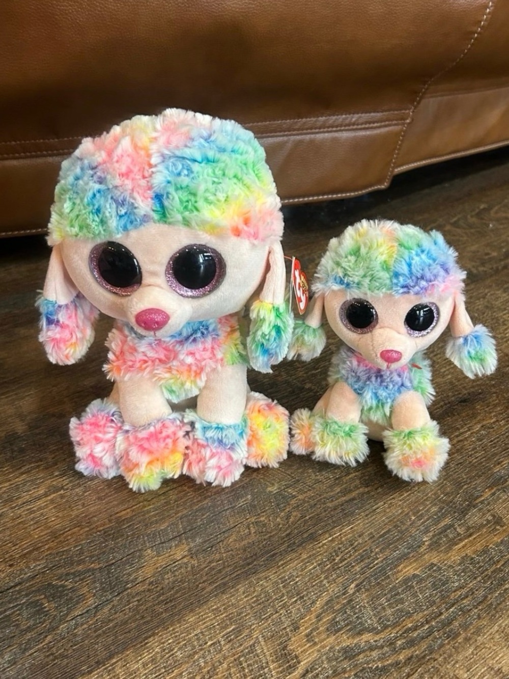 Ty Rainbow Tie-Dye Poodle Plush Pair - Pastel Multicolor